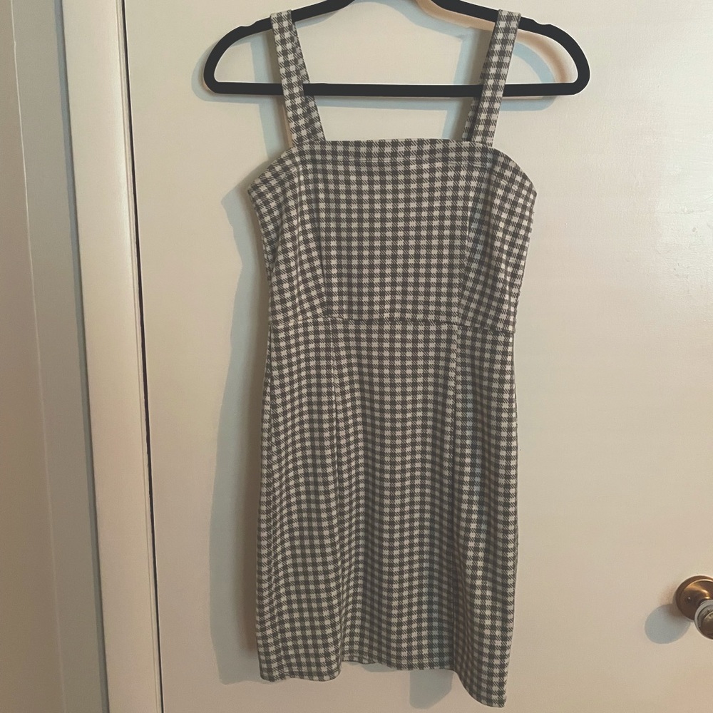 Green gingham mini dress
